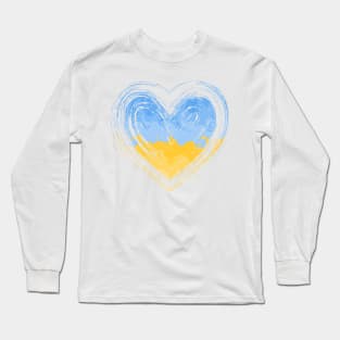 Heart in the colors of the Ukrainian flag Long Sleeve T-Shirt